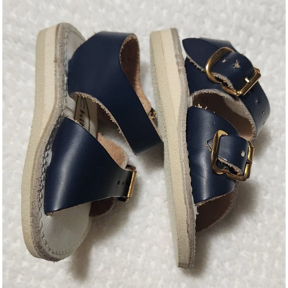 Child Life Vintage Baby Sandals Infant Size 1 Blue Leather 1980's 3-6 months EUC